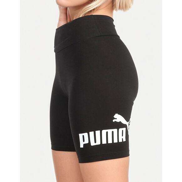 NWT Puma Women's Bike Shorts Black White Logo XS - Picture 1 of 7